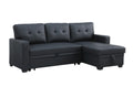 Upholstered Pull Out Sectional Sofa With Chaise Black Faux Leather