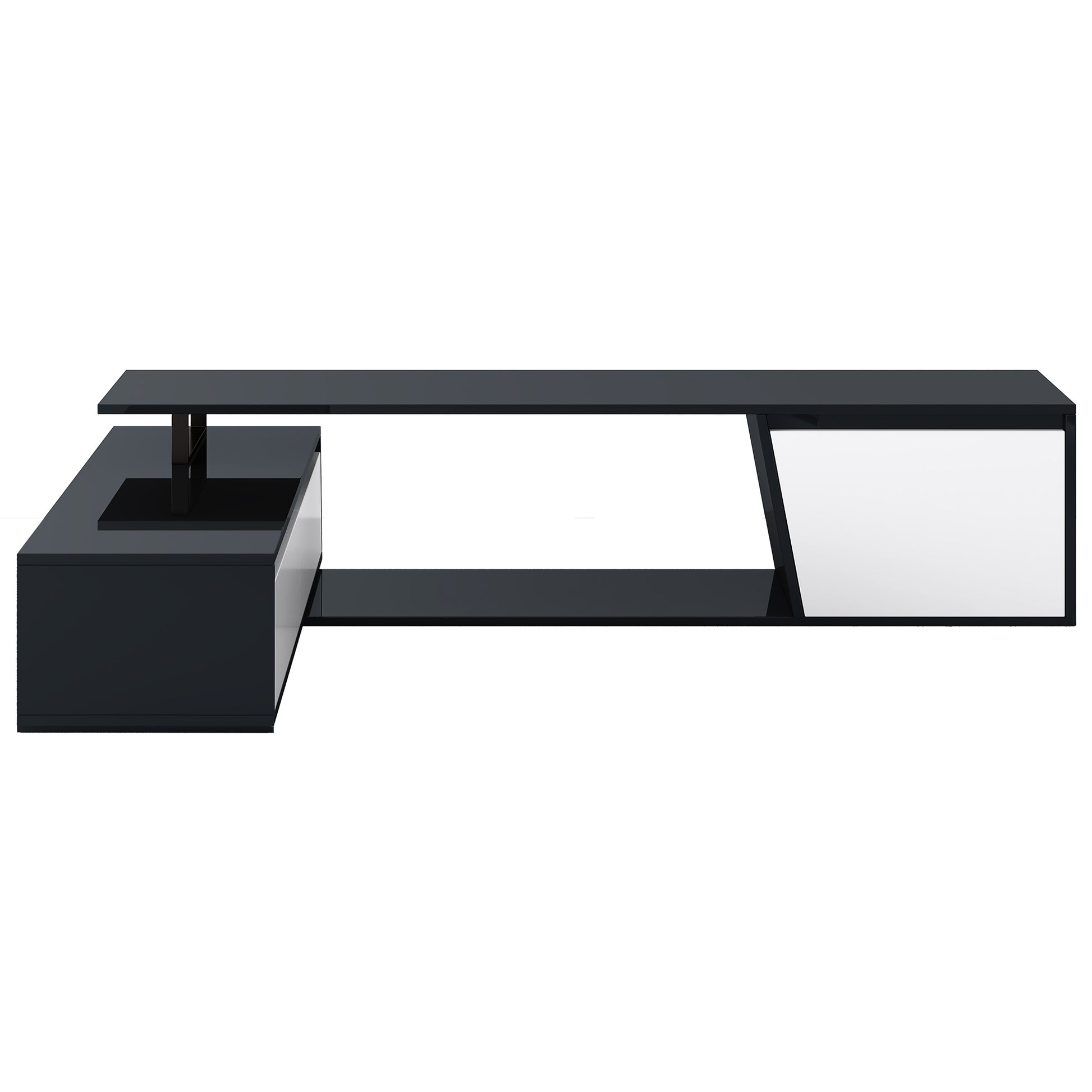 Modern, Minimalist Rectangle Extendable Tv Stand, Tv Cabinet With 2 Drawers And 1 Cabinet For Living Room, Up To 100'' Black Particle Board