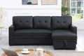 Upholstered Pull Out Sectional Sofa With Chaise Black Faux Leather