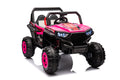 12V7A*1 30W*4 Four Wheel Drive Leather Seat One Button Start,Forward And Backward, High And Low Speed, Music, Front Light, Power Display, Two Doors Can Open, 2.4G R C, Seat Belt Four Wheel Absorber Pink Iron Plastic