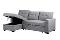 Upholstered Pull Out Sectional Sofa With Chaise Light Gray Foam Linen