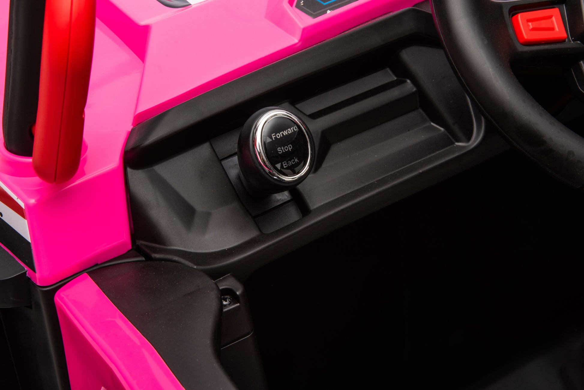 12V7A*2 30W*4 Four Wheel Drive Leather Seat One Button Start,Forward And Backward, High And Low Speed, Music, Front Light, Power Display, Two Doors Can Open, 2.4G R C, Seat Belt Four Wheel Absorber Pink Iron Plastic