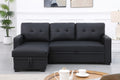 Upholstered Pull Out Sectional Sofa With Chaise Black Faux Leather