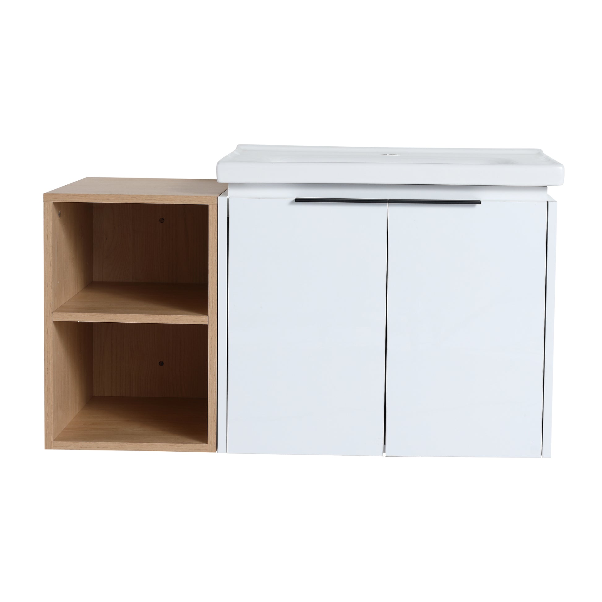 36 Inch Soft Close Doors Bathroom Vanity With Sink, And A Small Storage Shelves,Bvc07436Whltk White 2 1 Bathroom Wall Mounted Modern Plywood