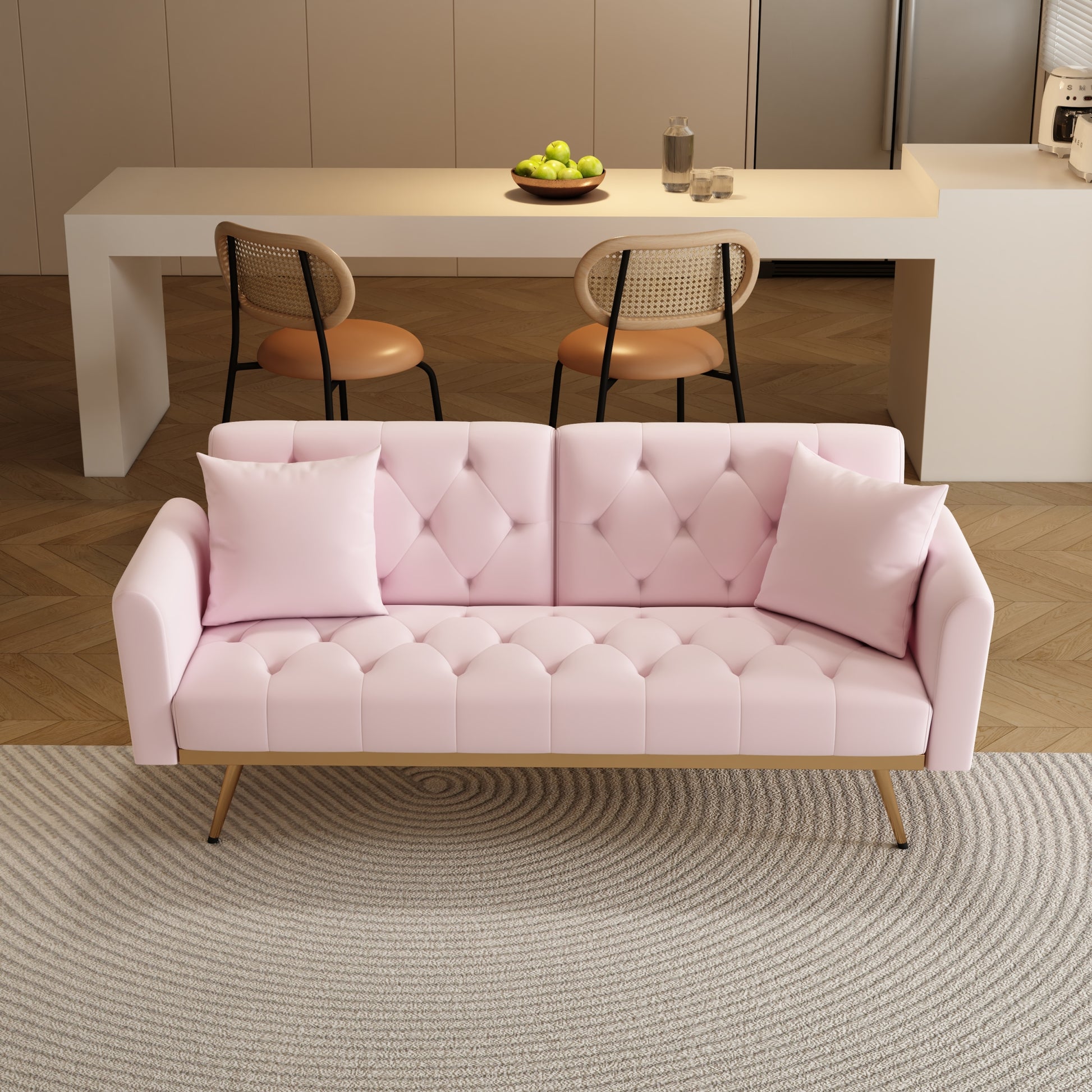 The 68.3 "Pink Velvet Sofabed Is Beautiful And Easy To Assemble Pink Velvet 2 Seat