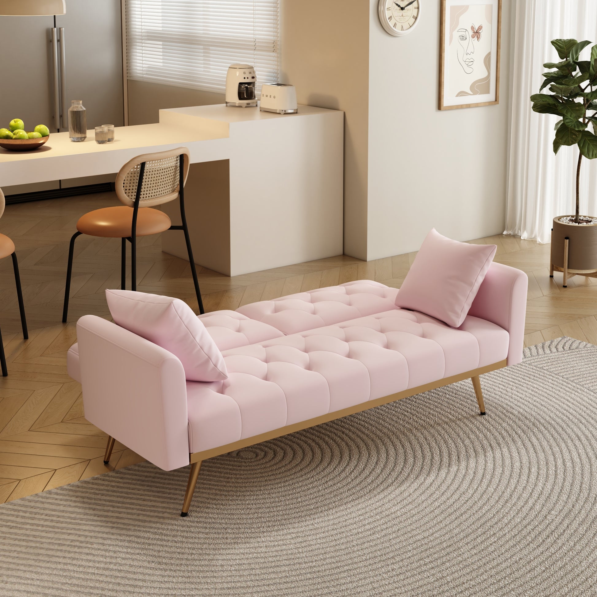 The 68.3 "Pink Velvet Sofabed Is Beautiful And Easy To Assemble Pink Velvet 2 Seat