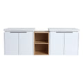 60 Inch Soft Close Doors Bathroom Vanity With Sink, And A Small Storage Shelves,Bvc07460Whltk White 4 1 Bathroom Wall Mounted Modern Plywood