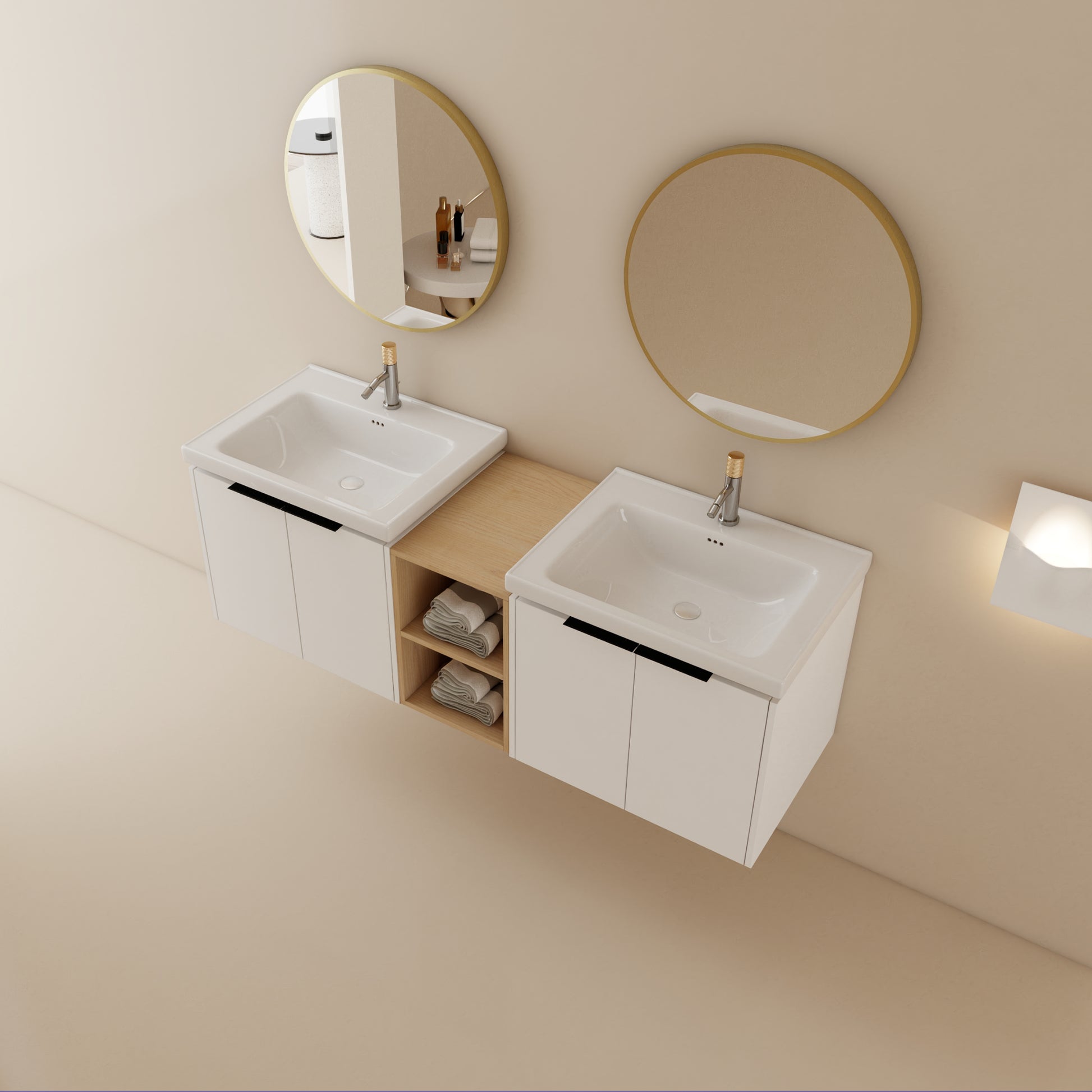 60 Inch Soft Close Doors Bathroom Vanity With Sink, And A Small Storage Shelves,Bvc07460Whltk White 4 1 Bathroom Wall Mounted Modern Plywood