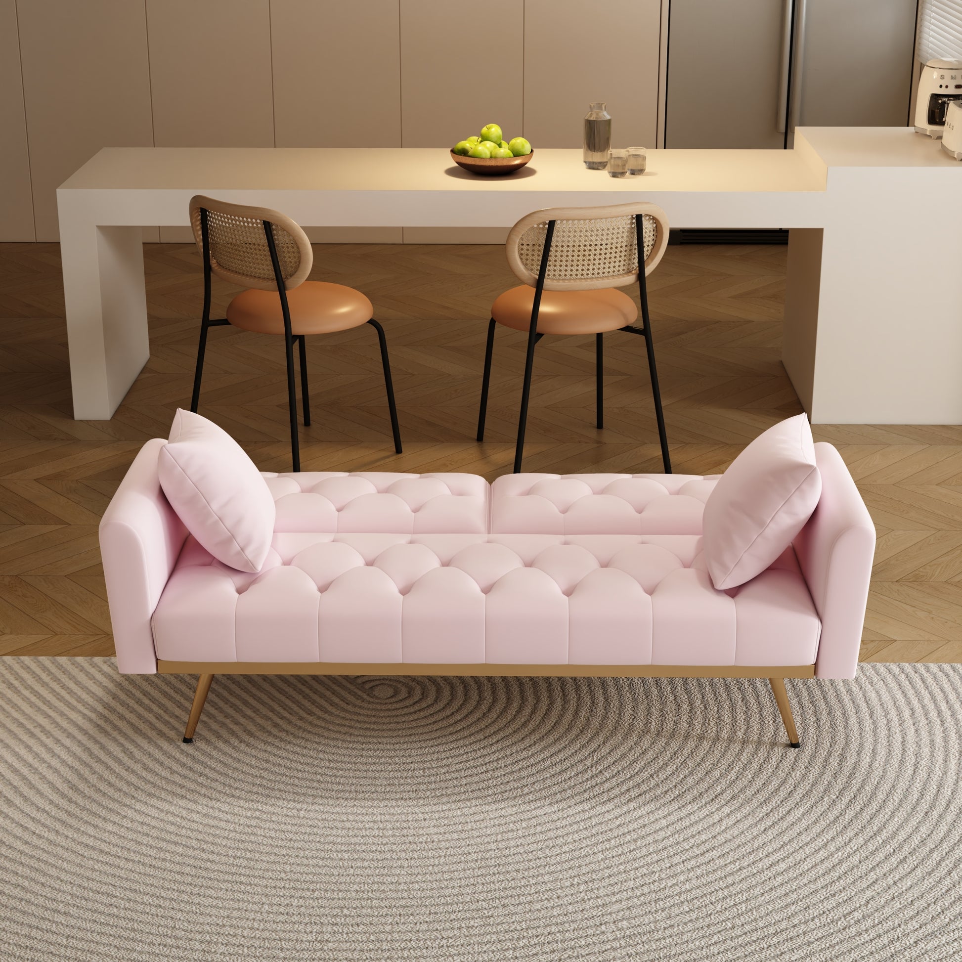 The 68.3 "Pink Velvet Sofabed Is Beautiful And Easy To Assemble Pink Velvet 2 Seat