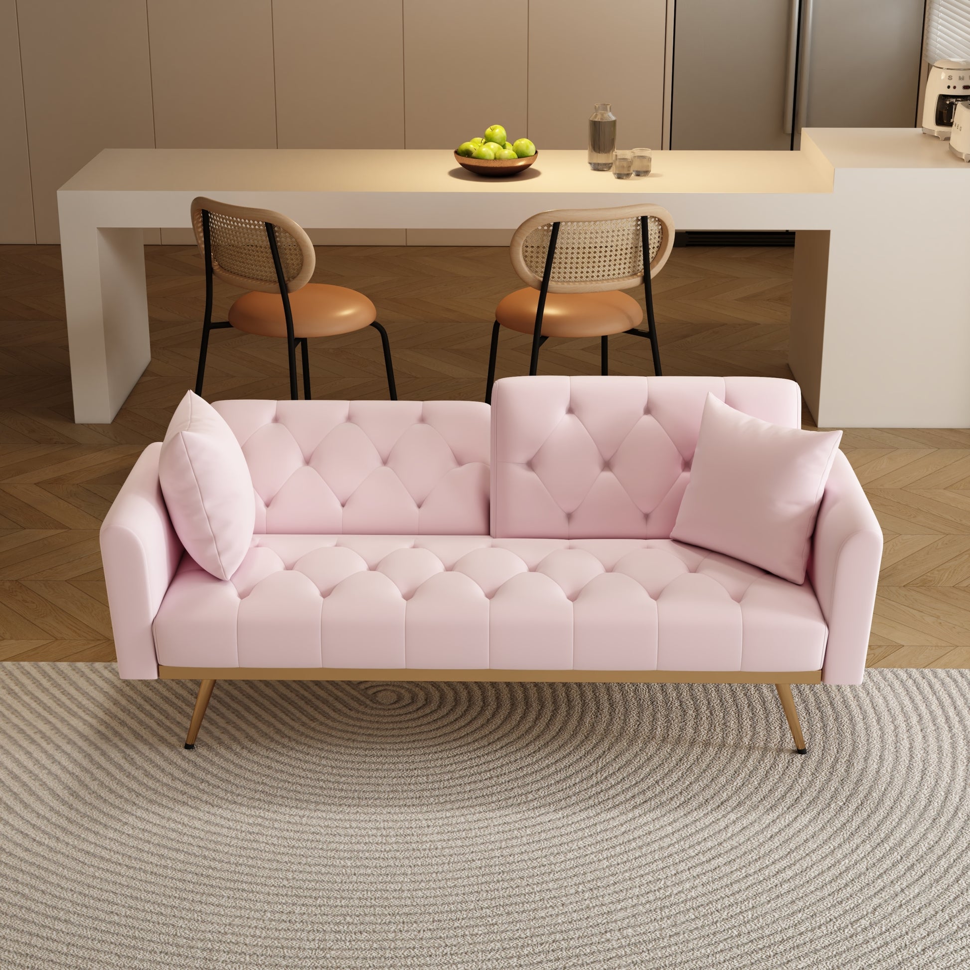 The 68.3 "Pink Velvet Sofabed Is Beautiful And Easy To Assemble Pink Velvet 2 Seat