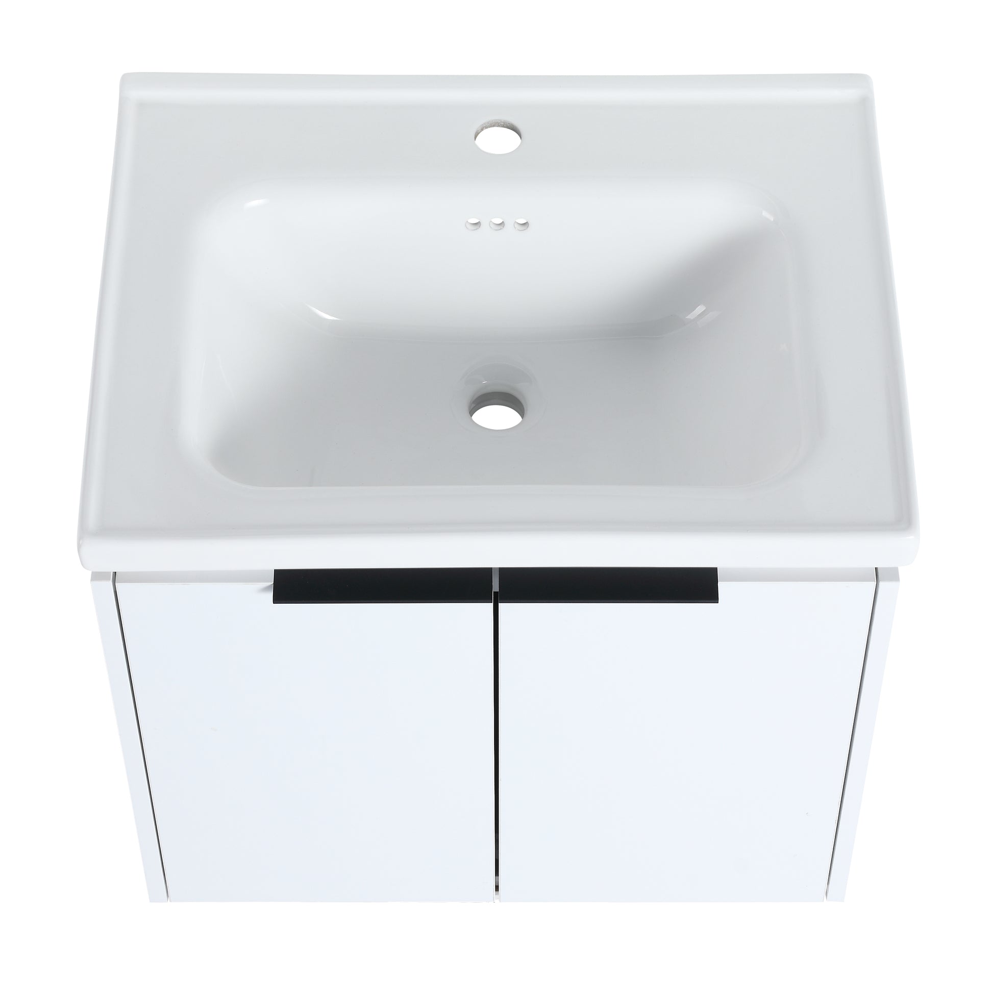 24 Inch Soft Close Doors Bathroom Vanity With Sink, Suitable For Small Bathroom White 2 Bathroom Wall Mounted Modern Plywood