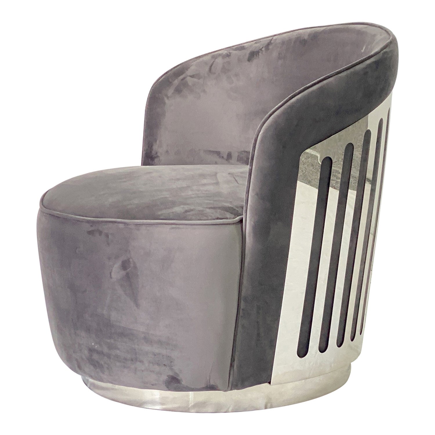 Smoky Grey And Silver Sofa Chair Grey Stainless Steel Velvet