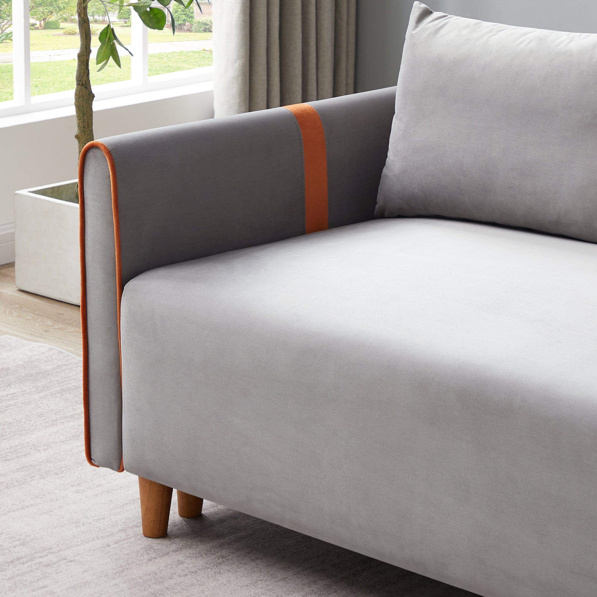 Convertible Comfortable Sleeper Velvet Sofa Couch With Storage For For Living Room Bedroom Sofabed Gray Gray Velvet