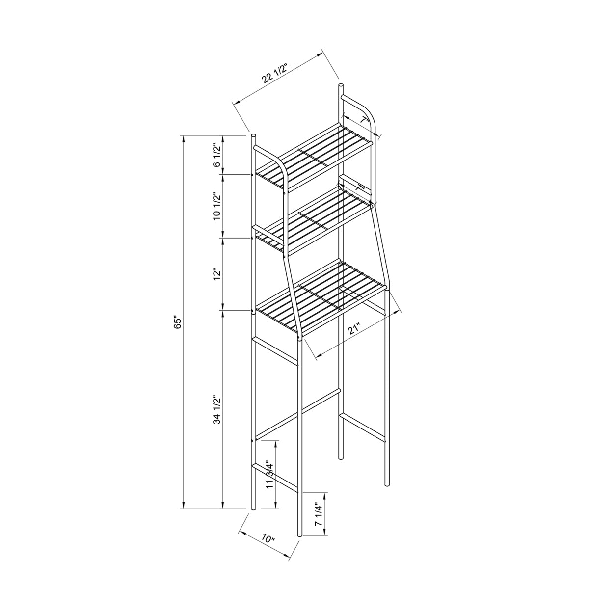 Three Tier Over The Toilet Storage Shelf Silver Silver Particle Board