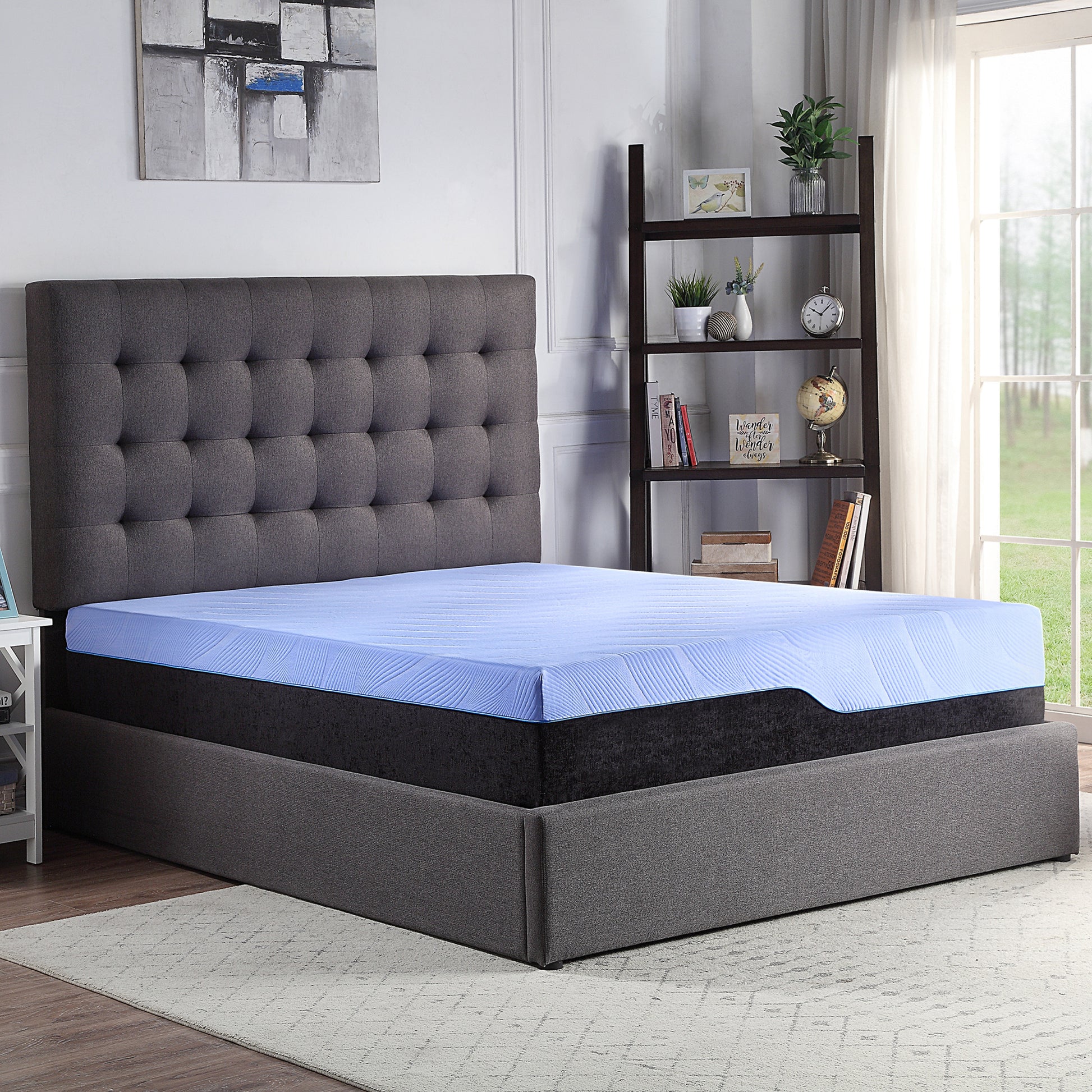 12 Inch Refresh Hybrid Cooling Gelcare Memory Foam And Coil Adult Mattress, Queen Size Blue Bedroom Foam Spring