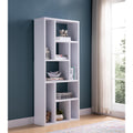 Contemporary Bookcase With Nine Shelves White White Particle Board