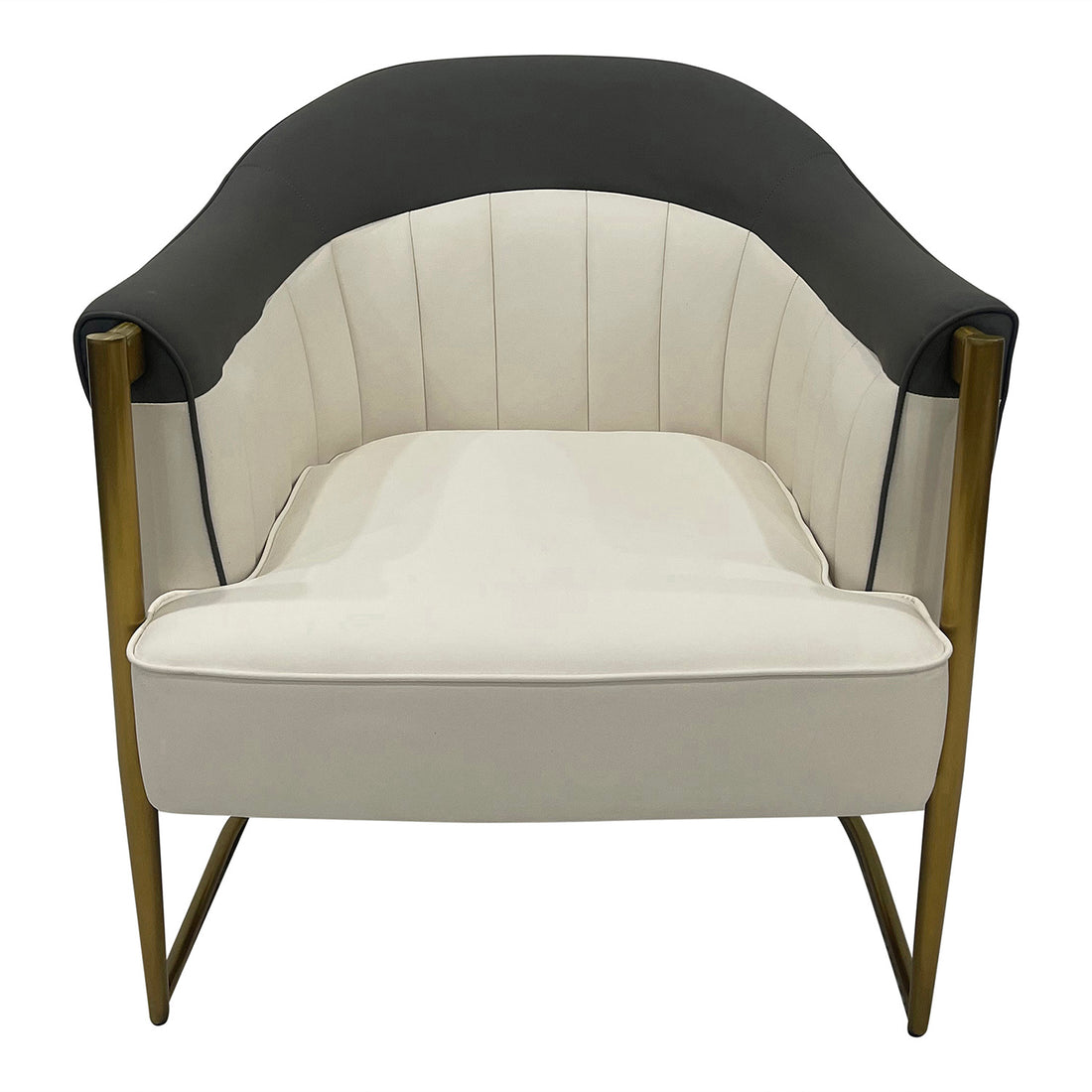 Gray, Off White And Gold Sofa Chair Off White Stainless Steel Vinyl