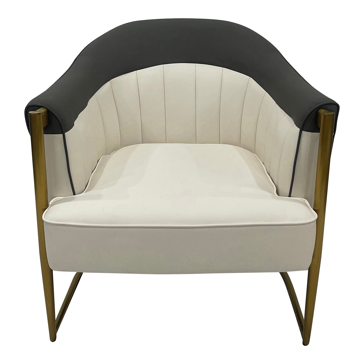 Gray, Off White And Gold Sofa Chair Off White Stainless Steel Vinyl