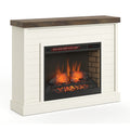 Washington 48 Inch Fireplace With Mantel, Jasmine Whitewash And Barnwood Finish Up To 40 Powder Coated Electric White 400 Coastal,Farmhouse,Nautical Yes Insert Solid Wood Electric