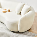 Modern Curved Sofa Mid Century White Comfy Half Moon Teddy Fabric Couch,101