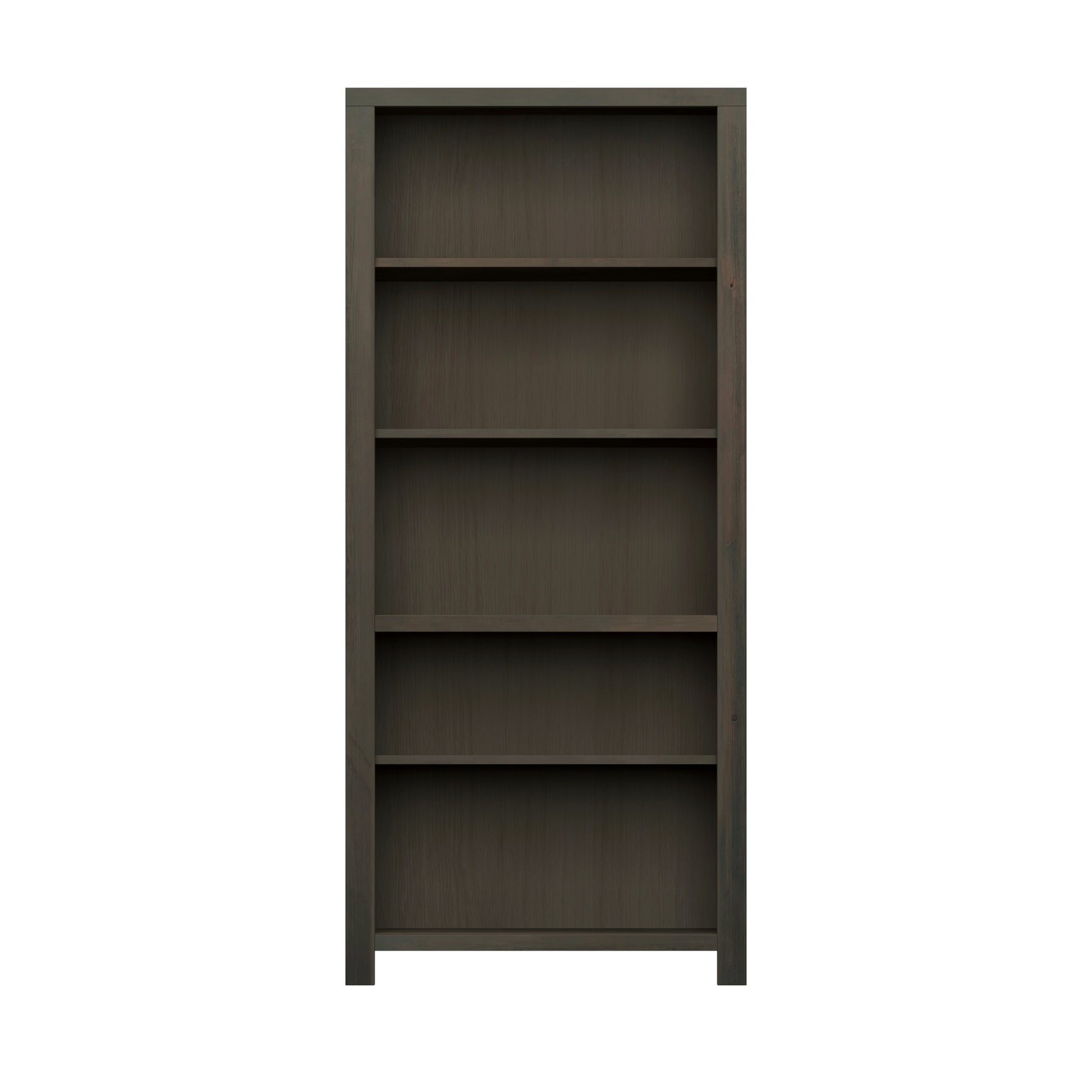 Joshua Creek 72 Inch High 5 Shelf Bookcase, No Assembly Required, Barnwood Finish 5 Brown Brown Office Closed Back Rustic,Transitional Alder Solid Wood