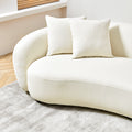 Modern Curved Sofa Mid Century White Comfy Half Moon Teddy Fabric Couch,101