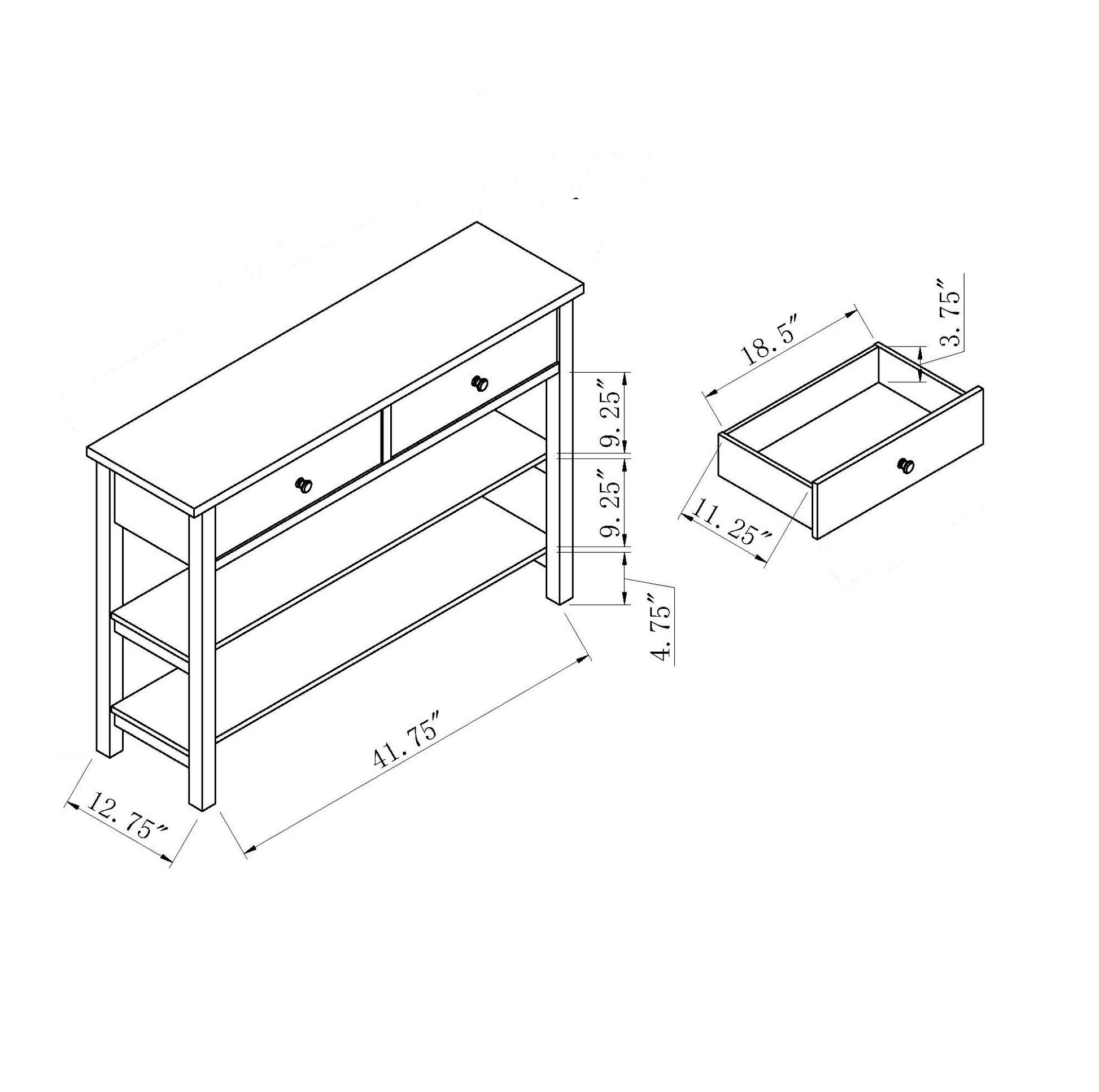 Console Table Two Shelf And Two Drawer With Knob Handles Dark Espresso Particle Board