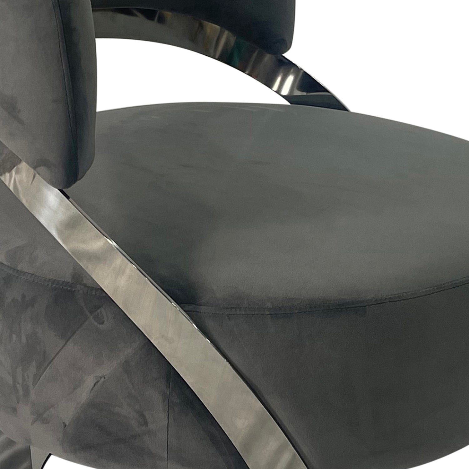 Ashy Grey And Silver Sofa Chair Grey Stainless Steel Velvet