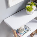 Contemporary Console Table With Three Open Shelves White & Light Brown White Particle Board