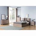 Dresser Six Drawers With Metal Knob Handles Brown Taupe Particle Board