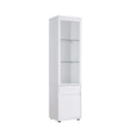 Contemporary Display Cabinet With Three Glass Shelves One Shelves Bottom Cabinet With Two Shelves White White Particle Board