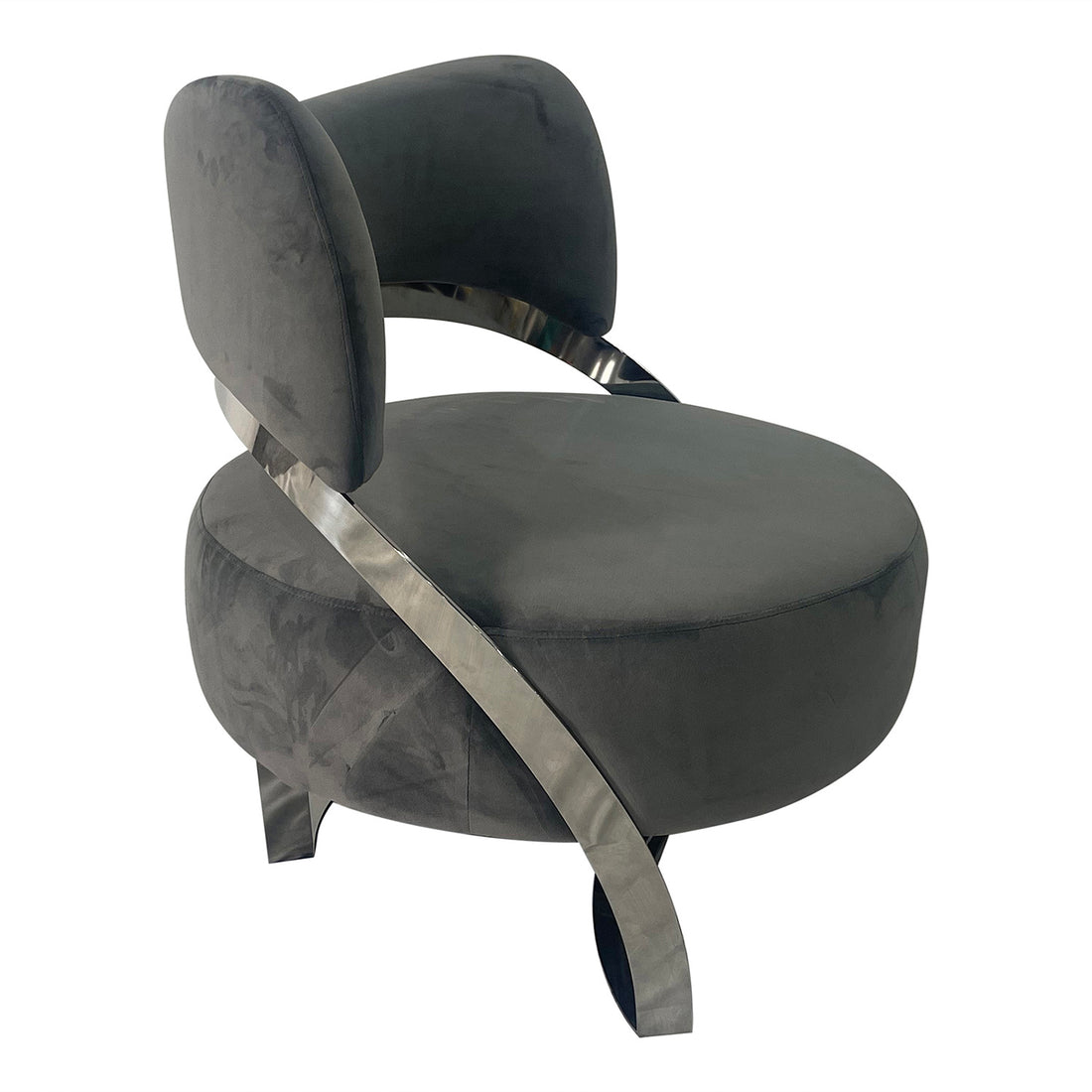 Ashy Grey And Silver Sofa Chair Grey Stainless Steel Velvet