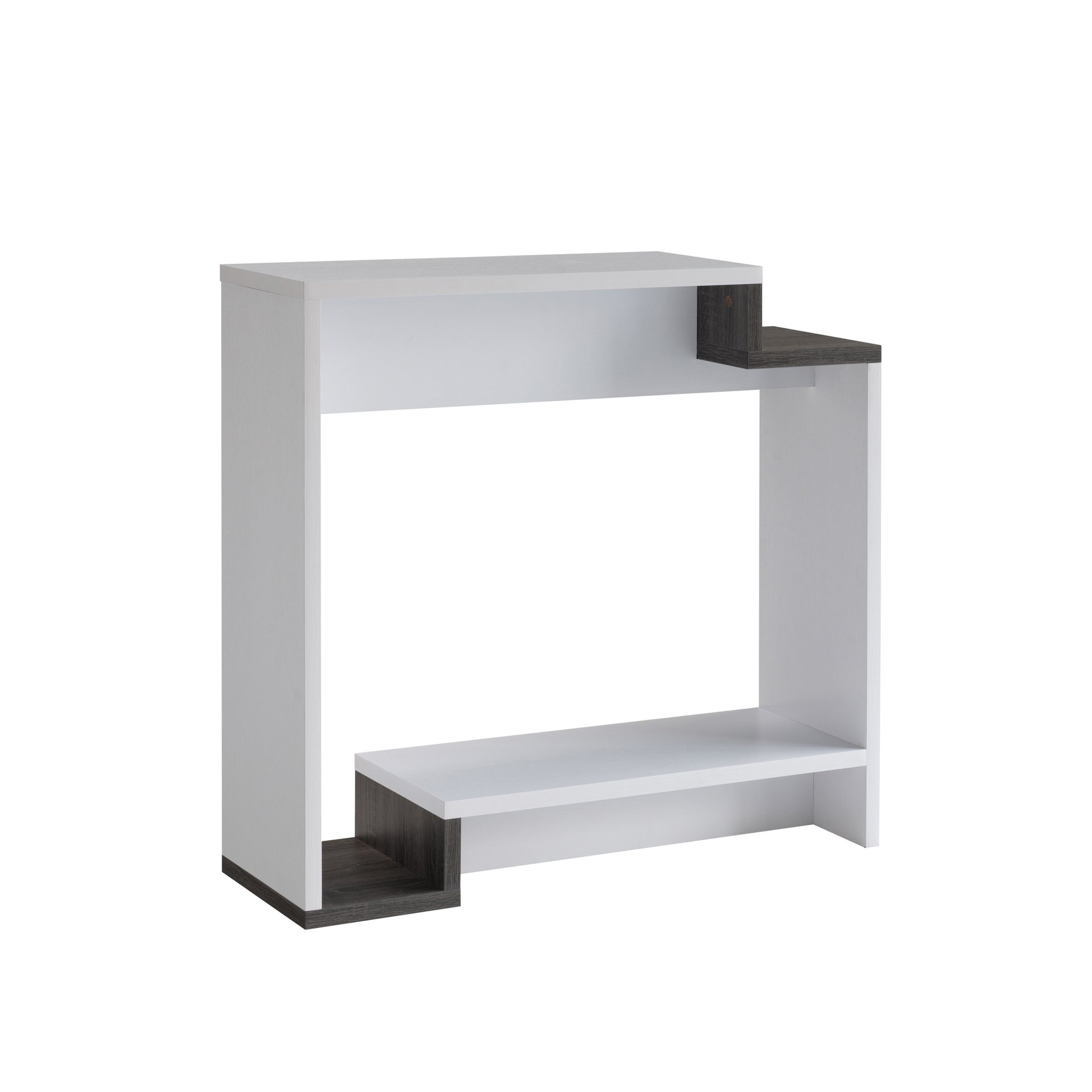 Contemporary Console Table With Two Open Shelves White & Grey White Particle Board