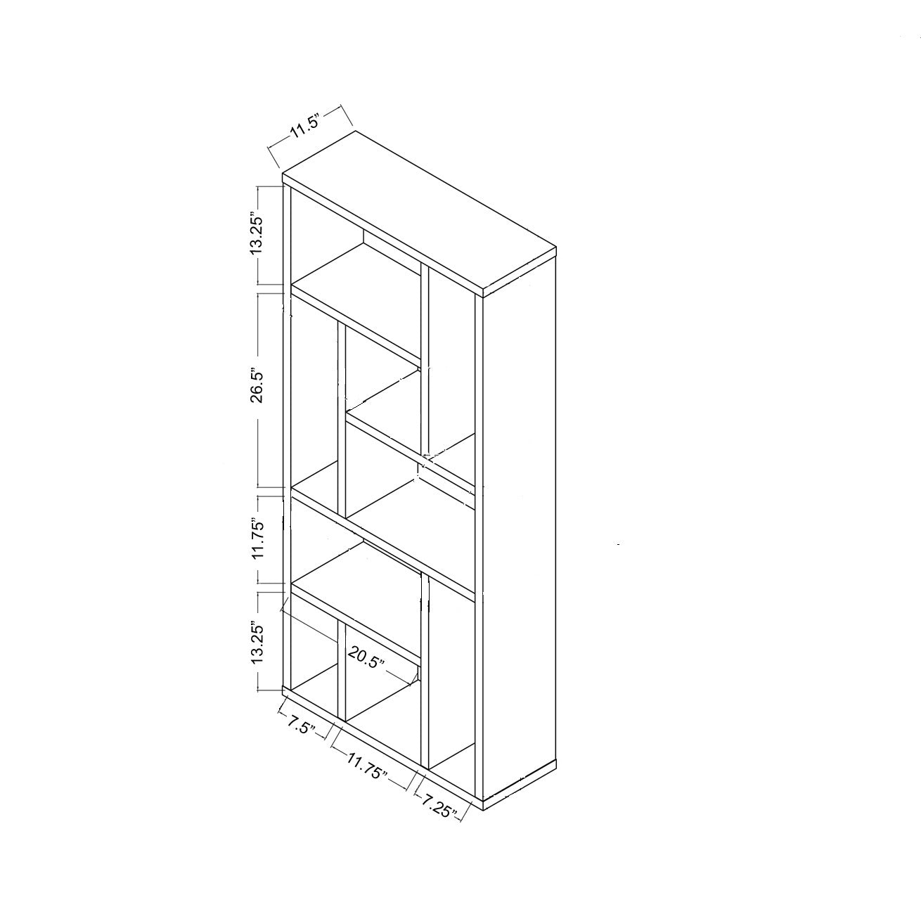 Contemporary Bookcase With Nine Shelves White White Particle Board