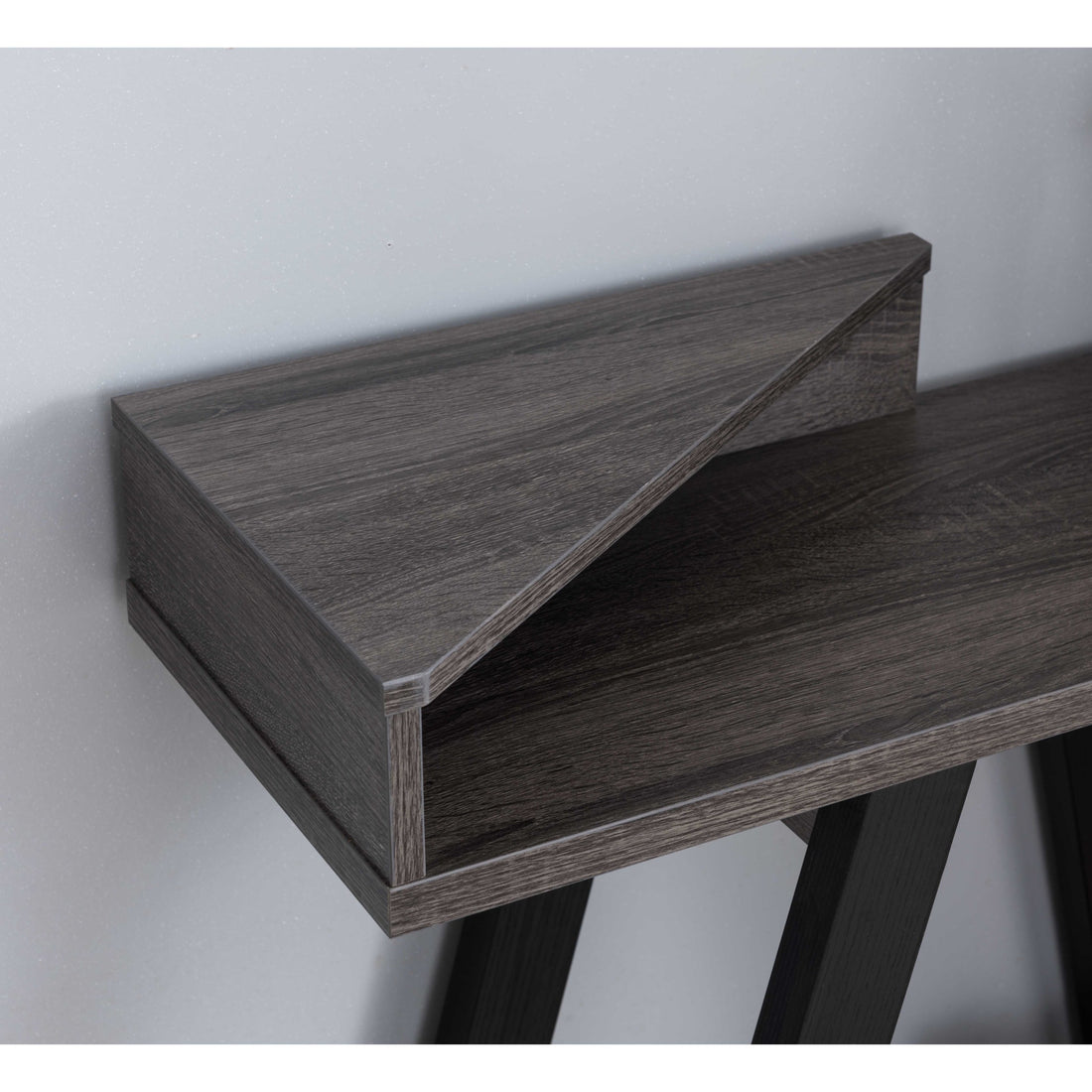 Contemporary Two Toned Console Table With Two Shelves Black & Grey Grey Particle Board