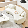 Modern Curved Sofa Mid Century White Comfy Half Moon Teddy Fabric Couch,101