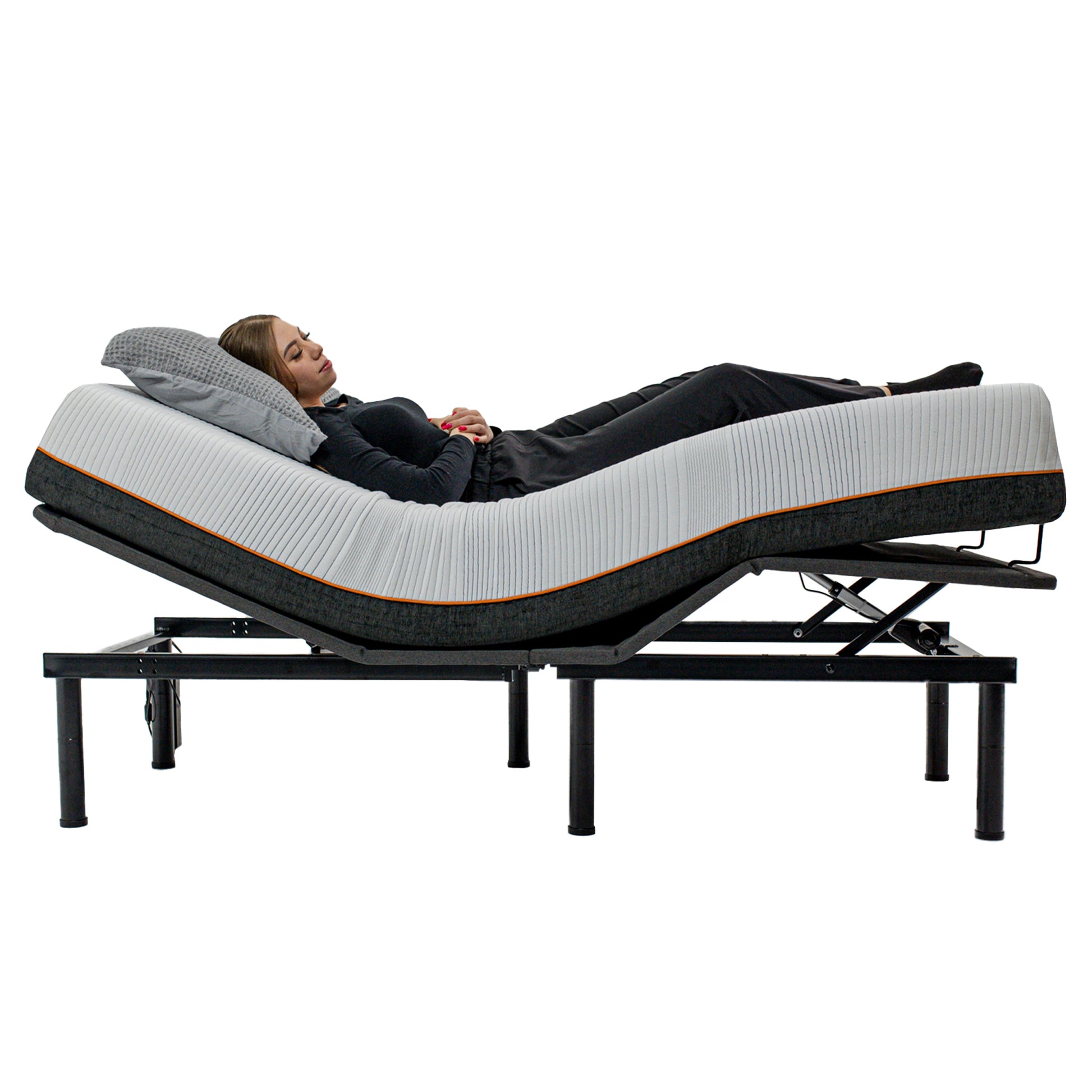 Queen Size Quick Assembly Adjustable Bed Frame With Voice Activated Controls Box Spring Not Required Queen Black Metal Bedroom Adjustable Bedbase Metal