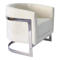 White And Silver Sofa Chair White Stainless Steel Velvet