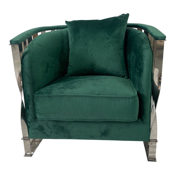 Green And Silver Sofa Chair Green Stainless Steel Velvet