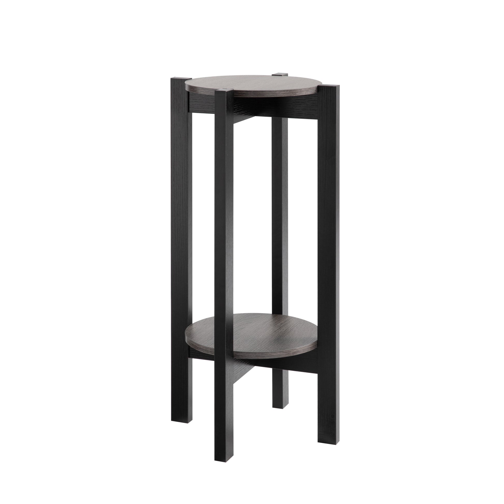 Plant Stand With Two Shelves Grey And Black Grey Particle Board