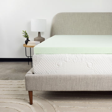 3 Inch Twin Size Cool Gel Memory Foam Mattress Topper Light Green Bedroom Foam