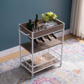 Rolling Kitchen Cart With Three Tier Storage And Four Wine Bottle Rack Brown And White Metal Taupe Particle Board