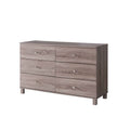 Dresser Six Drawers With Metal Knob Handles Brown Taupe Particle Board