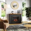 Washington 48 Inch Fireplace With Mantel, Black And Whiskey Finish Up To 40 Powder Coated Electric Black 400 Coastal,Farmhouse,Nautical Poplar Yes Insert Solid Wood Electric