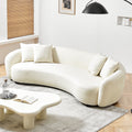 Modern Curved Sofa Mid Century White Comfy Half Moon Teddy Fabric Couch,101