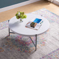 Essential Round Coffee Table White And Silver Metal Legs White Particle Board