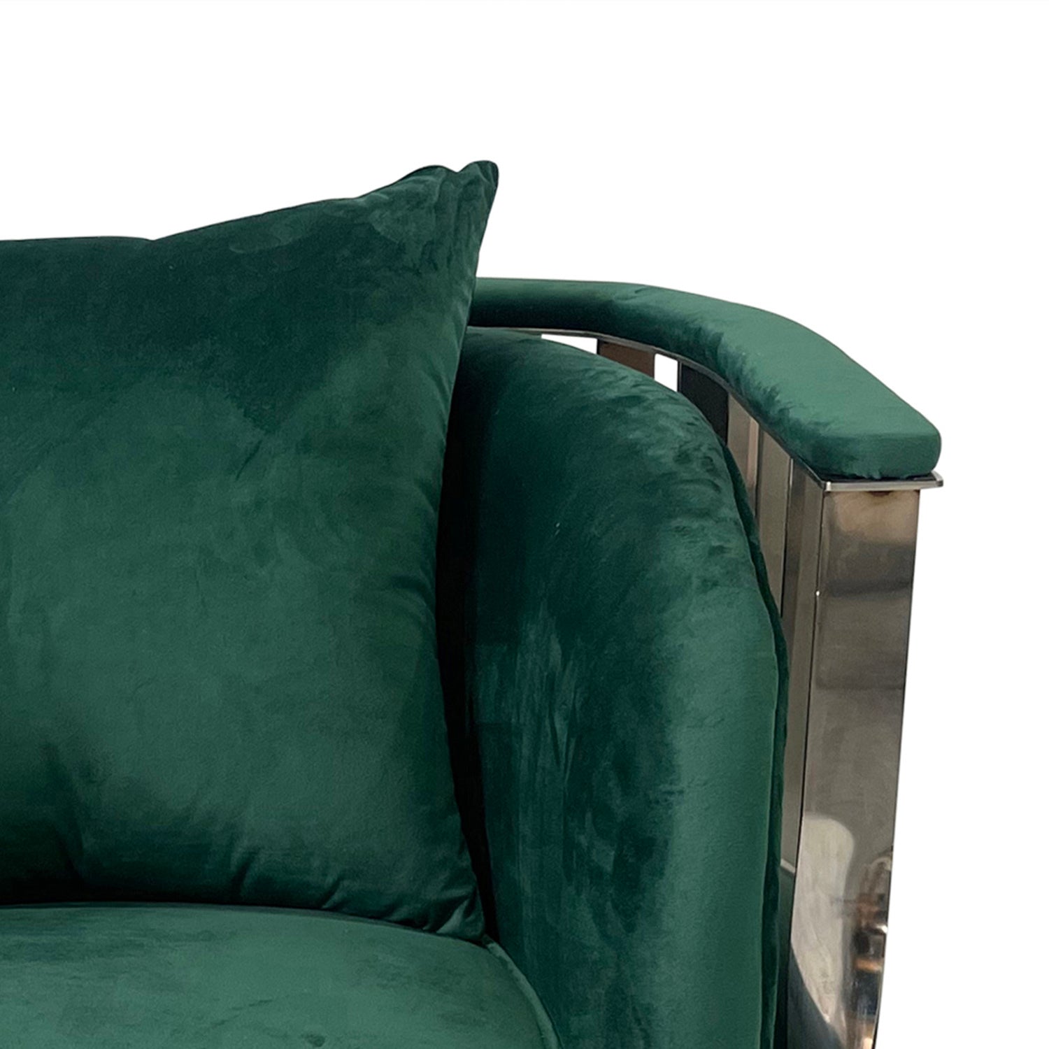 Green And Silver Sofa Chair Green Stainless Steel Velvet