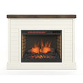 Washington 48 Inch Fireplace With Mantel, Jasmine Whitewash And Barnwood Finish Up To 40 Powder Coated Electric White 400 Coastal,Farmhouse,Nautical Yes Insert Solid Wood Electric