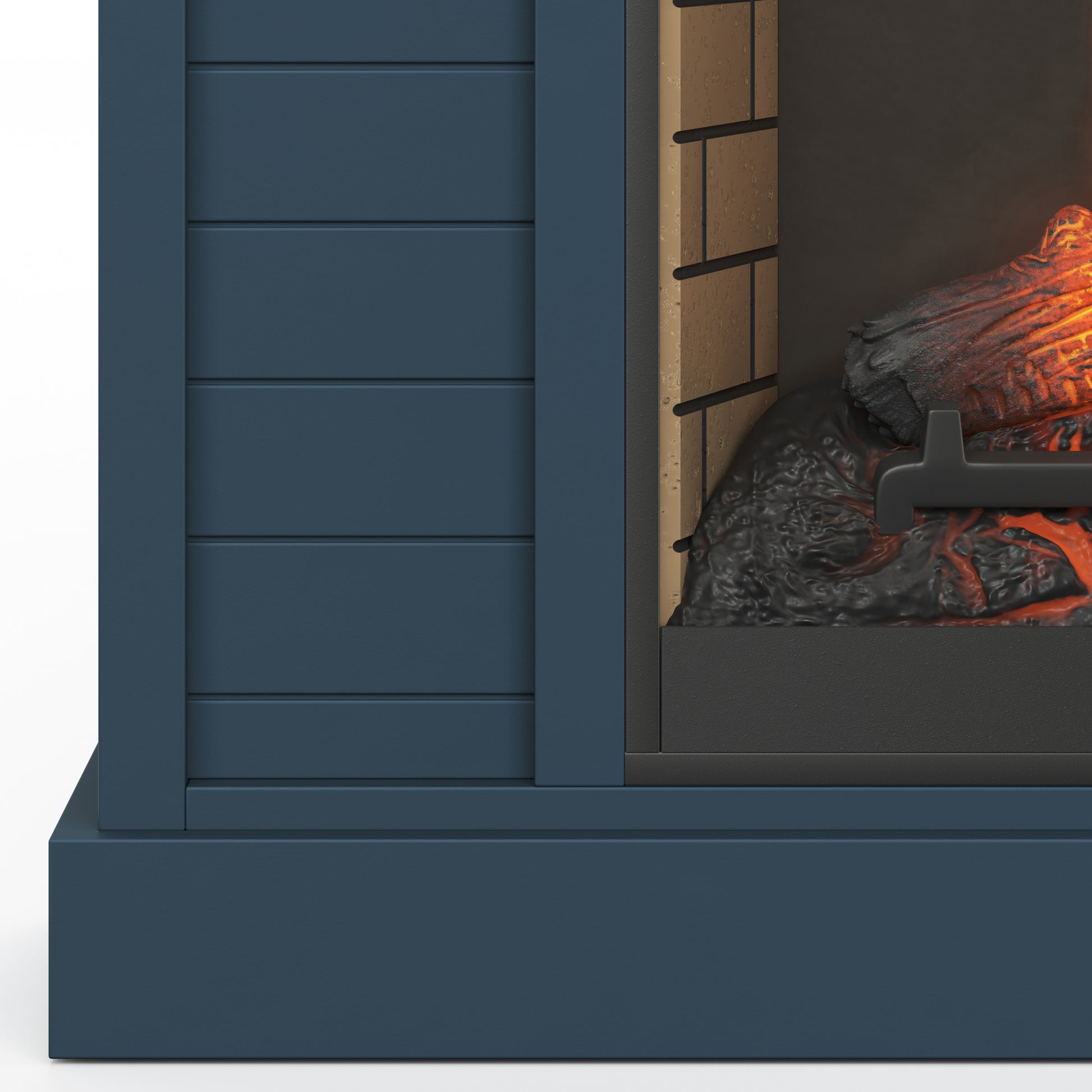 Washington 48 Inch Fireplace With Mantel, Blue Denim And Whiskey Finish Up To 40 Powder Coated Electric Blue 400 Coastal,Farmhouse,Nautical Yes Insert Solid Wood Electric