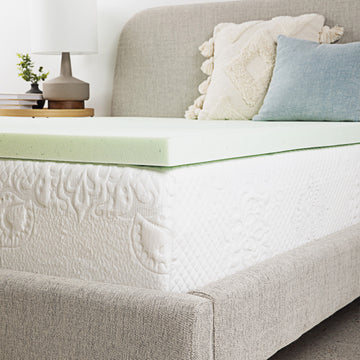 2 Inch Twin Xl Size Cool Gel Memory Foam Mattress Topper Light Green Bedroom Foam